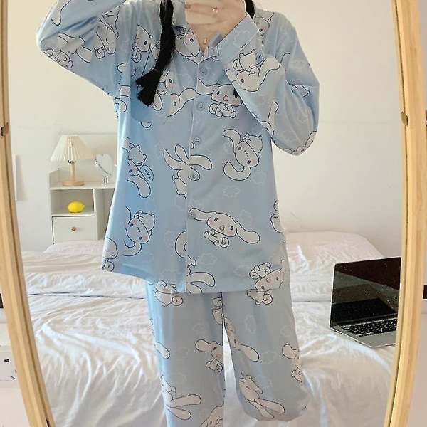 Sanrios kawaii pyjamas Cinnamoroll sød tecknad koreansk sovkläder flickvän presentBra kvalitet 140-180catty