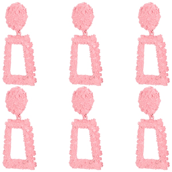 3 Par Örhängen Rosa Geometriska Ihåliga Trapetsformade Hängande Mode Smycken för Öronen
