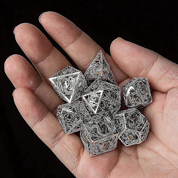 Metall ihålig polyhedral DnD tärningssats för rollspel