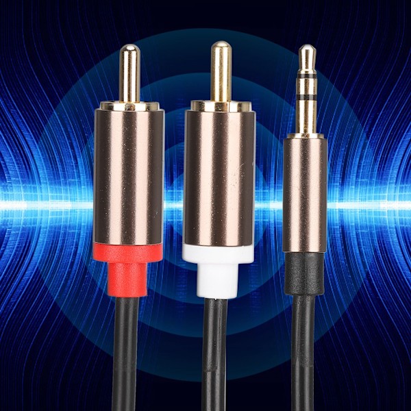 Høyttalerkabel Datamaskin Subwoofer Kabel Telefontilbehør 2-i-1 3,5 mm hann til 2RCA 1 meter