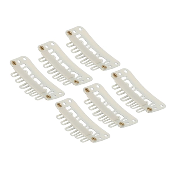 100 kpl Peruukki Snap Clip U-muotoinen 6 hammasta Turvallinen hiuslisäke Kammaklipsit DIY-hiuslisäyshattuun Beige