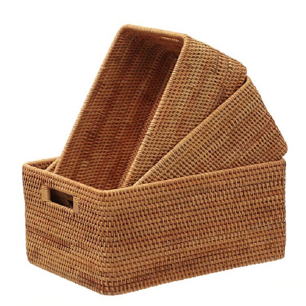 Rotting Oppbevaringskurv Desktop Utility Organizer Vevd Oppbevaringskurv for Sofabord