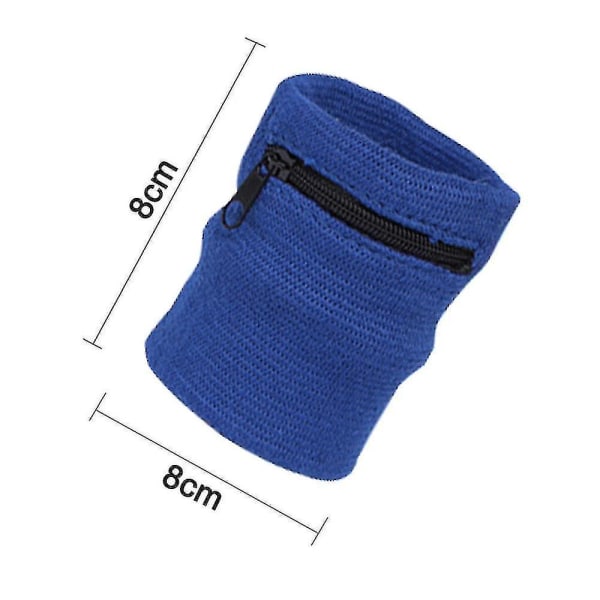 Sport-käsivarsinauha Handledspåse Dragkedja Handledsplånbok Kompatibel med löptennis 2st Blue