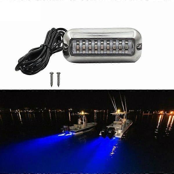 2 stk. 27-LED blå undervandslys i rustfrit stål til pontonbåd Silver