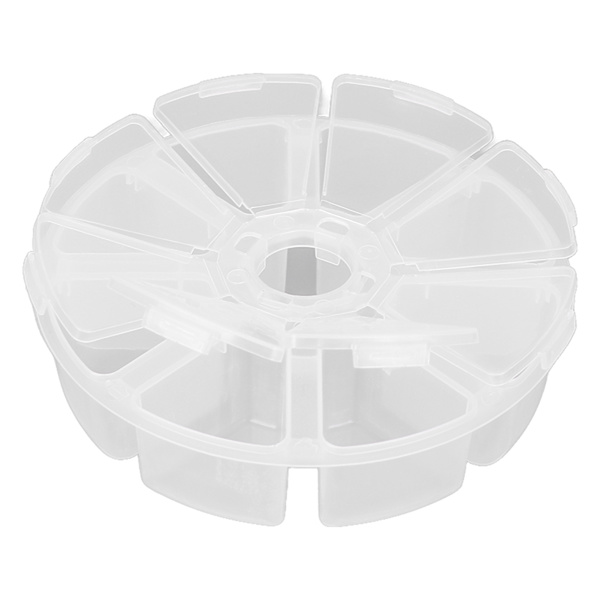 8 Ruter Runde Gennemsigtige Plastboks Opdelere Opbevaringsbeholder til Perler Smykker DIY Håndværk Neglekunst Artikler