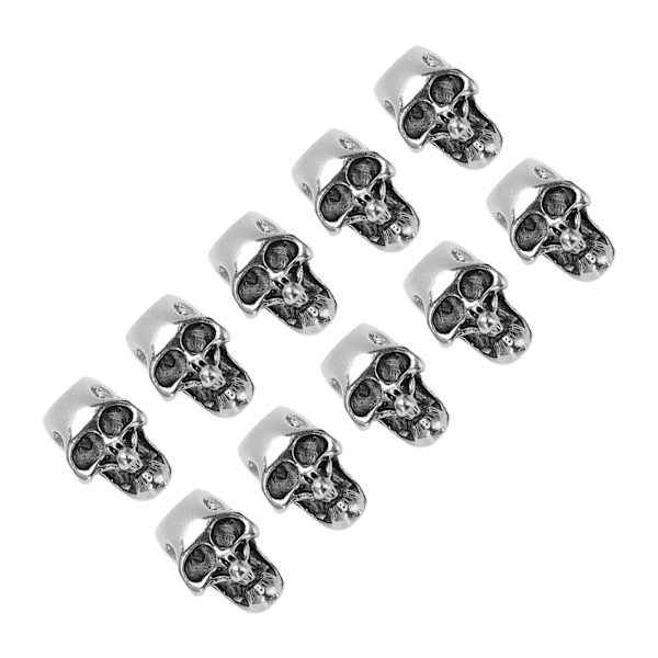 10 st Skull Head Charm Legering DIY Making Skeleton Skull Hängen för Paracord NyckelringSingle Hole