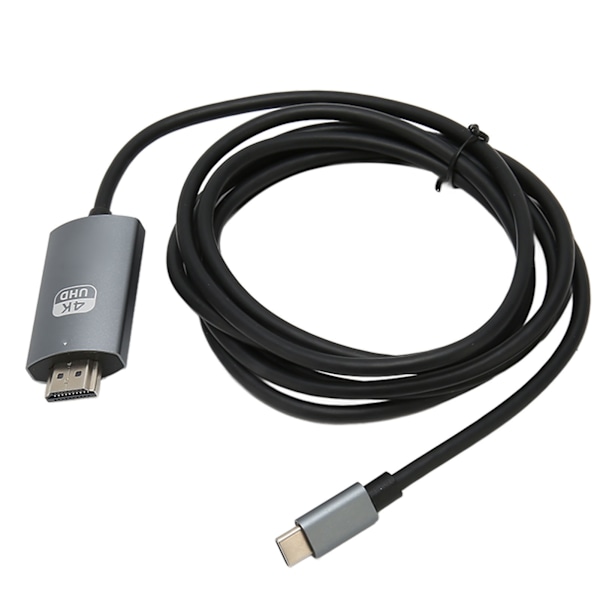 Type-C - HD-liitäntäkaapeli, tukee 4K 30Hz, Plug and Play, Type-C - HD-kaapeli televisiolle ja näytölle, musta ja harmaa