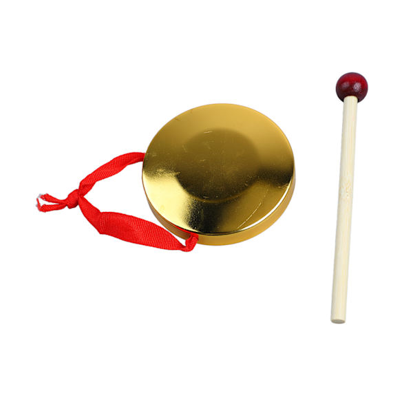 Håndgong Mini Bærbar Musikinstrument Udendørs Legetøj med Hammer til Traditionelt Kinesisk Slagværk Guld 9 cm