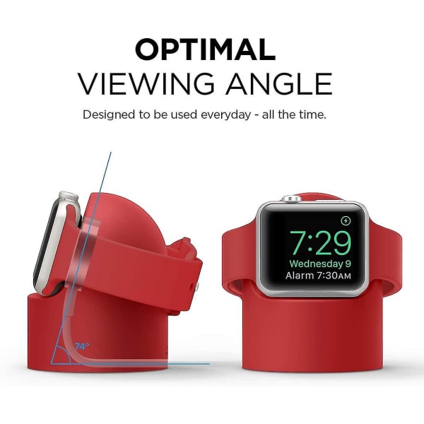Laddningssted designat for Apple Watch-kompatibel med alle Apple Watch-serien 44mm / 42mm / 40mm / 38mm [nattbordslägeskompatibelt], rød