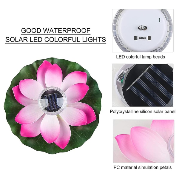 Outdoor Solar Light Water Float Light, Party Pond Light -koristelu, Lotus Night Light