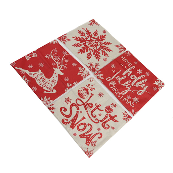 4 stk. Juleputetrekk 45x45cm Hjort Snøfnugg Snømann Komfortable Myke Lin Juleputetrekk til Hjem Sofa 01
