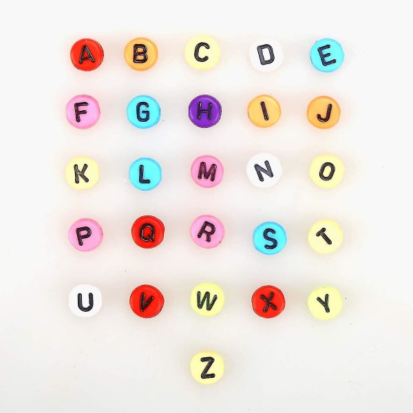 Alphabet Bead 500 fargerik bokstavperle Regnbue-trådeperle for smykkefremstilling MIX