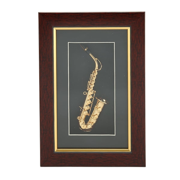 Mini Saxofon Livfull Attraktiv Dekorativ Spånskiva Glas Metall Elegant Stil Mini Instrument Fotoram