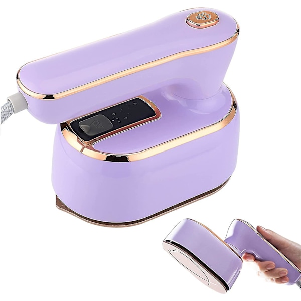 Foldable Mini Steam Iron with Ceramic Nonstick Soleplate - 1000w, Fast Heat Up in 20s - European Plug (Purple)