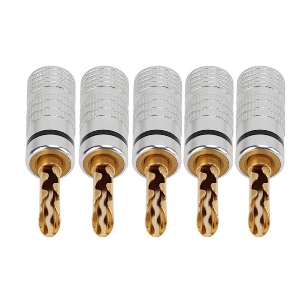 5 stk J.10054 tannede bananplugger 4 mm loddfrie 24K gullbelagte høyttalerkabel Bananplugger for høyttalerkabel Siding hjemmekinosvart
