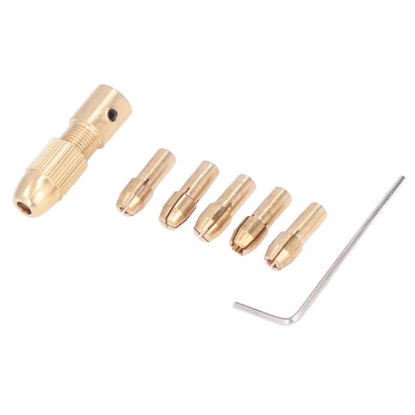 7st/Set Liten Elektrisk Borrchuck Mässing 4 Käftar Mikro Borrchuck Set för Polering Slipning