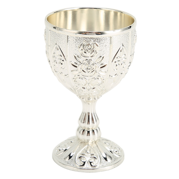 Metall präglad vinkopp Vintage blommönster Utsökta detaljer Metall vinkopp för heminredning Presenter Silver