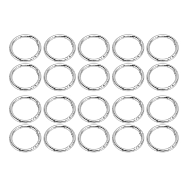 20 stk. Spring O-ringe 1,57 tommer Diameter 0,2 tommer Tyk Robust Kobber Sikker Lukning Fjederklips til Håndtaske Taske Smykker DIY Sølv Farve