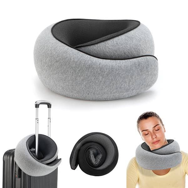 【NX】Resekudde U-formad nackkudde i minnesbomull Massage Nackkudde Sovande flygplanskudde Cervikal hälsovårdskudde Grå grey