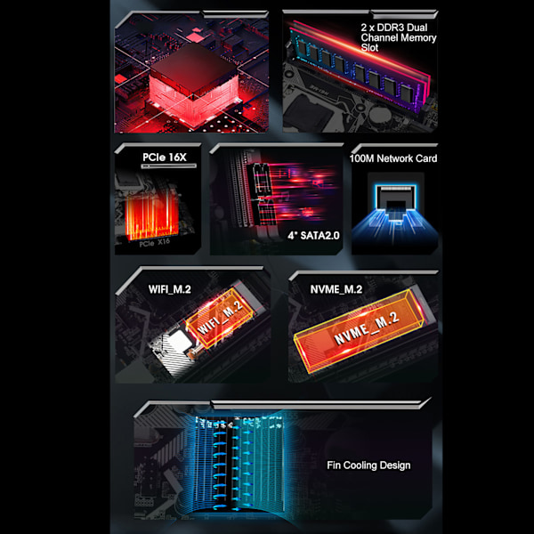 LGA 1155 Moderkort NVME WiFi M.2 VGA HD Output 10 USB 2.0 DDR3 Mini ITX Moderkort för dator PC Byte