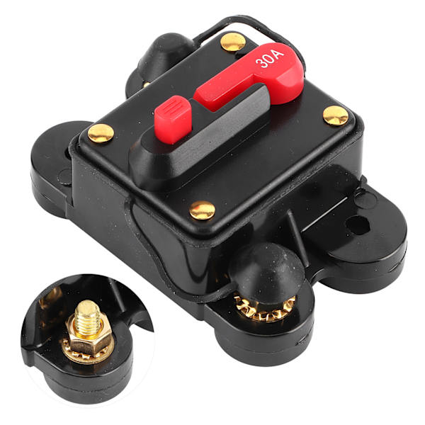 Bilstereo System Sikringsholder Automatisk Strømbryter 12V-24V DC Bil Båt Stereo Beskyttelse 30A, 78x51x38mm