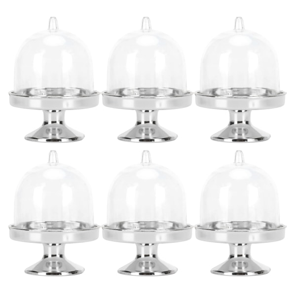 12 Set Mini Candy Box Cake Stand Cupcake Candy Display Tallrik med lock Party Supplies Botten Silver