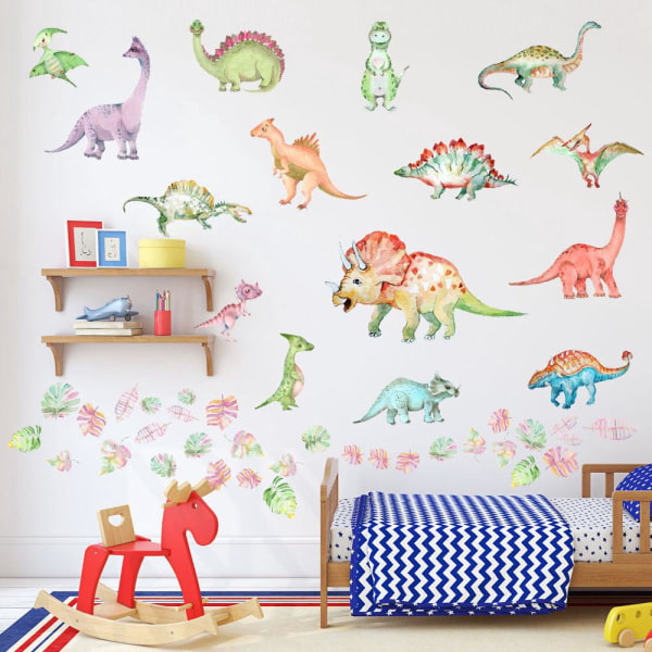 2 kpl dinosaurusseinätarroja, itseliimautuva henkilökohtainen lastenhuone, sarjakuvaseinäkoriste, PVC-graffititarrat