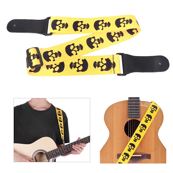 Kitarahihna Akustinen sähköinen basso Ukulele Vyö Säädettävissä kallokuvio Nahkapää Keltainen