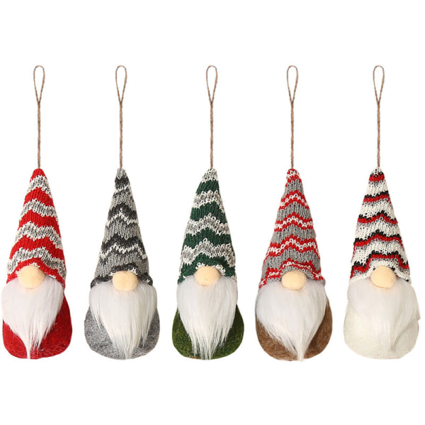 Lumihiutale raidallinen neulottu hattu nukke kasvoton nukke joulukuusen koristeet joulutarvikkeet, malli: malli B