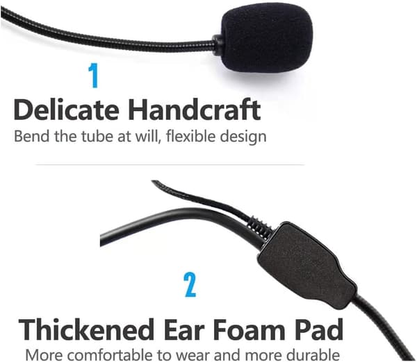 VOVIGGOL 2-pack Microphone Headset, Flexible Wired Boom Compatible with Voice Amplifiers, 3.5mm Headset Jack