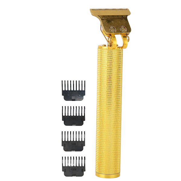 Elektrisk hårtrimmer Clipper Professionell hårrakapparat Skärning Grooming Kit med 4 guide kammar för män guld