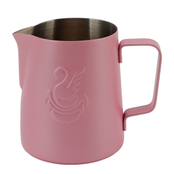 Melkeskummende kanne Multipurpose 304 rustfritt stål kaffekanne med håndtak for melkekaffe 420 ml rosa