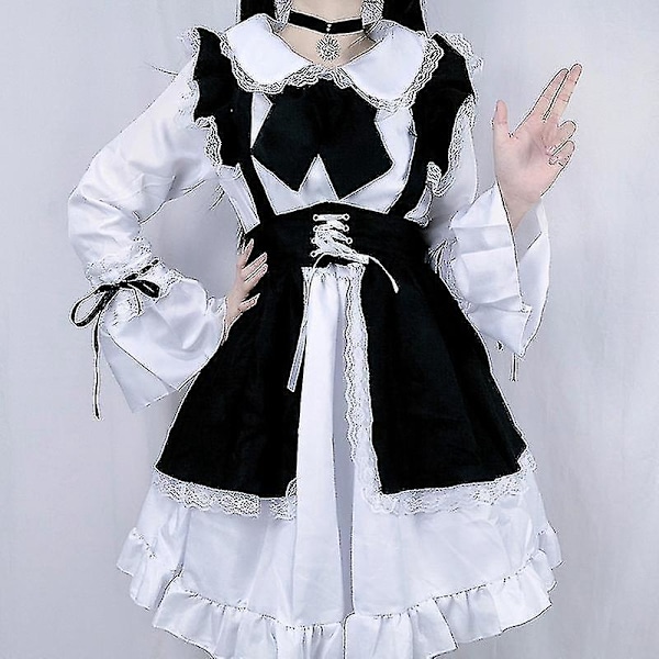 Maid Lolita klänning Cosplay förklädesdräkt för kvinnor och män