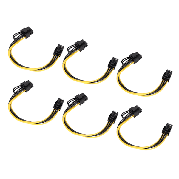 6 kpl GPU-virtakaapelia PCIE 6-nastainen 8-nastaiseen uros-uros 20 cm virtalähteen lisävarusteet