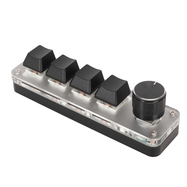 USB Mini 4-Tastatur med Knott Blå Bryter RGB Bakgrunnsbelysning Dobbel Modus Tilkobling DIY Programmerbar Makro Mekanisk Tastatur
