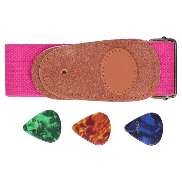 【NX】Gitarrrem Halsbälte Celluloidplockar med monteringsdelar Stränginstrumenttillbehör Rosa