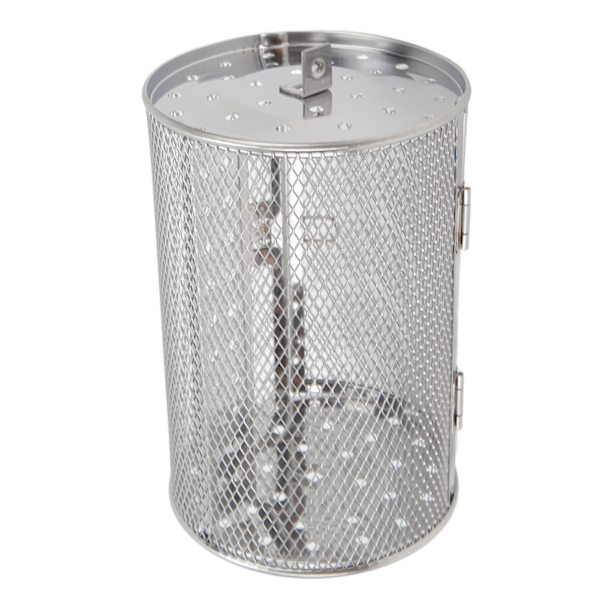Rullande Grillkorg i Rostfritt Stål BBQ Rullande Korg Gaffel Tråd Nät Cylinder Grillkorg för Camping Picknick Fest 18cm Höjd
