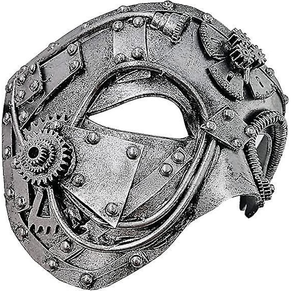 Steampunk Metal Cyborg Venetiansk Mask för Halloween, Maskerad, Phantom of the Opera, Mardi Gras Bal