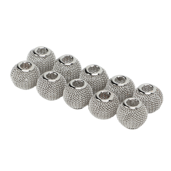 10 stk Spacer Beads Runde Mesh Hule Forgyldte Ball Spacer Beads DIY Håndlavede Perler til Smykkefremstilling Hvid