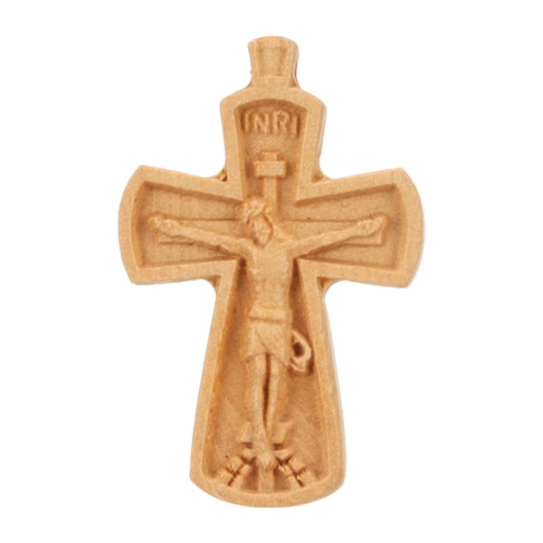 Puinen käsin veistetty ristiriipus, turvallinen, käytännöllinen, kristillinen, katolinen puinen rukousristiriipus