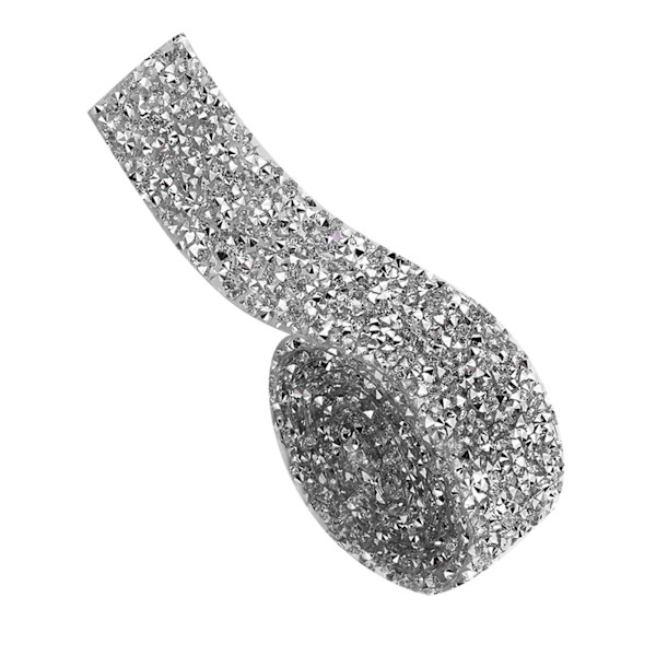 1 Yard 3 cm Bred Glitrende Ryglim Krystal Rhinestone Dekorativt Bånd Bælte Sølv