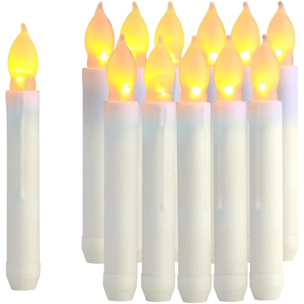 Sett med 12 led koniske lys, flammeløse bordlys, batteridrevne Harry Potter-lys til morsdagsgave, fest, bryllup, kirkedekorasjoner