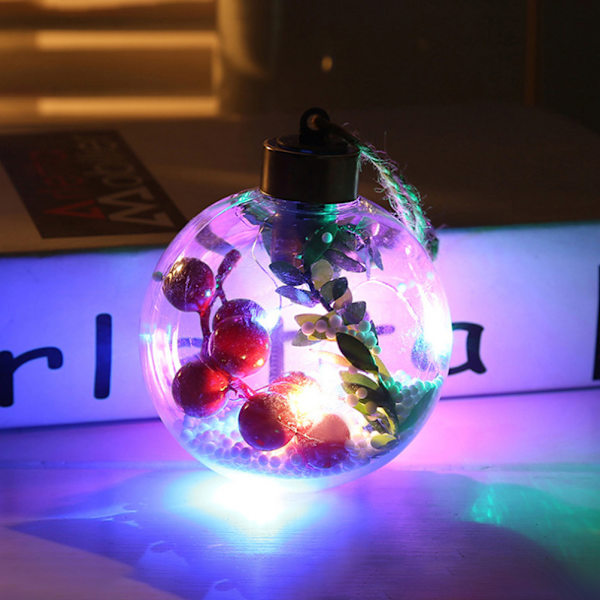 6st lysande julkulor med LED-ljushängen Påfyllningsbar boll Julgranshängande bollprydnader för fest