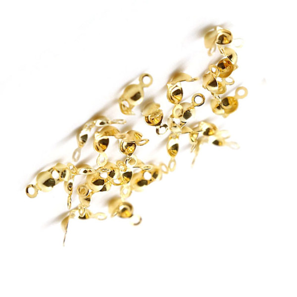 100 st Pärltoppar Knuttäckare Mode Metall Handgjorda Clamshells Crimp Pärltoppar Knuttäckare DIY Smyckestillbehör Guld