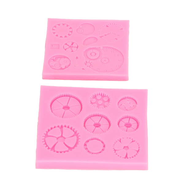 2 stk Gears Kage Silikonform Punk Style Højtemperaturbestandig Klok Kugger Fondantform til DIY Dessert Chokolade