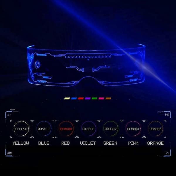 Valaisevat LED-aurinkolasit Punk-lasit Cyber