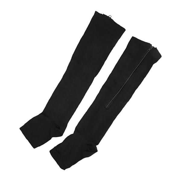 Nylon-kompressiosukat Vetoketjullinen Malli Edustaa Verenkiertoa Avoin Varvas Kompressiosukat Musta S/M