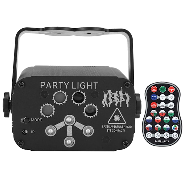 Mini Scenelys 8-huls USB Stemmeaktivering RGB Projektionslampe til KTV-bardekoration