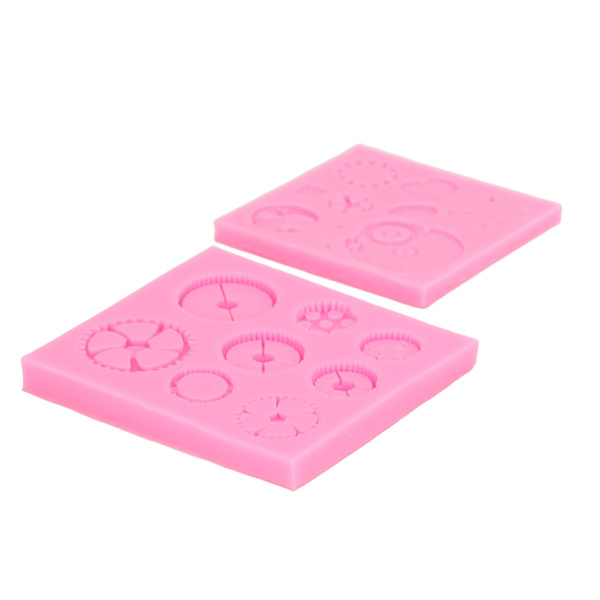 2 stk Gears Kage Silikonform Punk Style Højtemperaturbestandig Klok Kugger Fondantform til DIY Dessert Chokolade