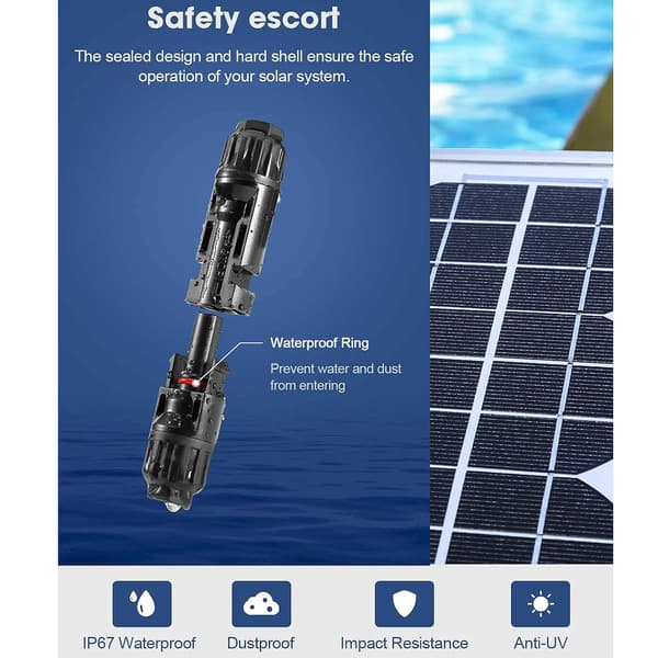 IP67 Vanntette hann/hunn solcellekabelkontakter for solcelleanlegg (5 par)